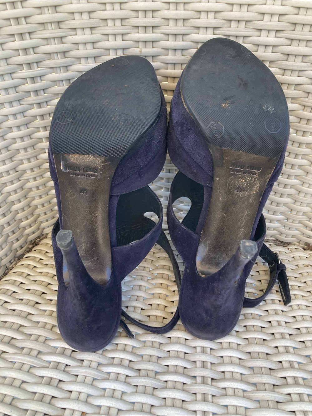 Miu Miu Navy Suede Cutout Peep-Toe Heels EU size 41 - Picture 5 of 9